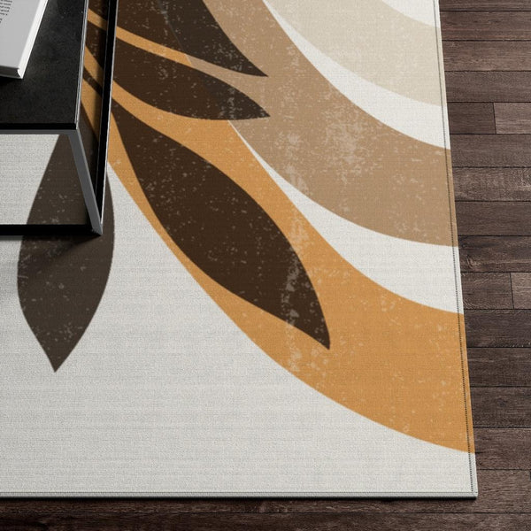 Boho Leaves Distressed MCM Multicolor Anti-Slip Rug | lovevisionkarma.com