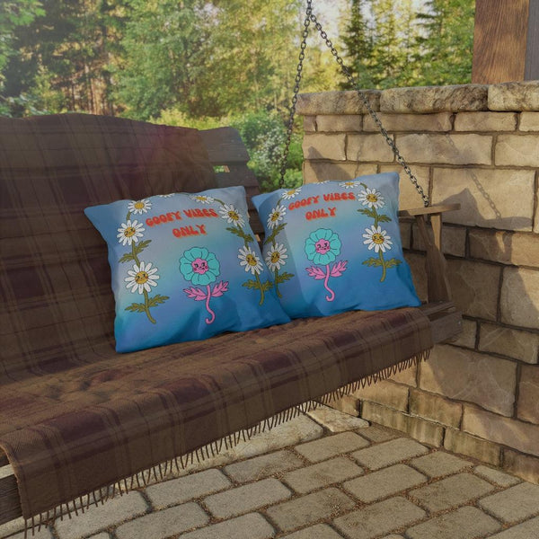 Groovy Flowers, Goofy Vibes Only Multicolor Outdoor Pillow | lovevisionkarma.com