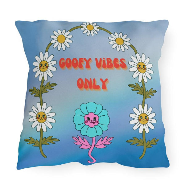 Groovy Flowers, Goofy Vibes Only Multicolor Outdoor Pillow | lovevisionkarma.com