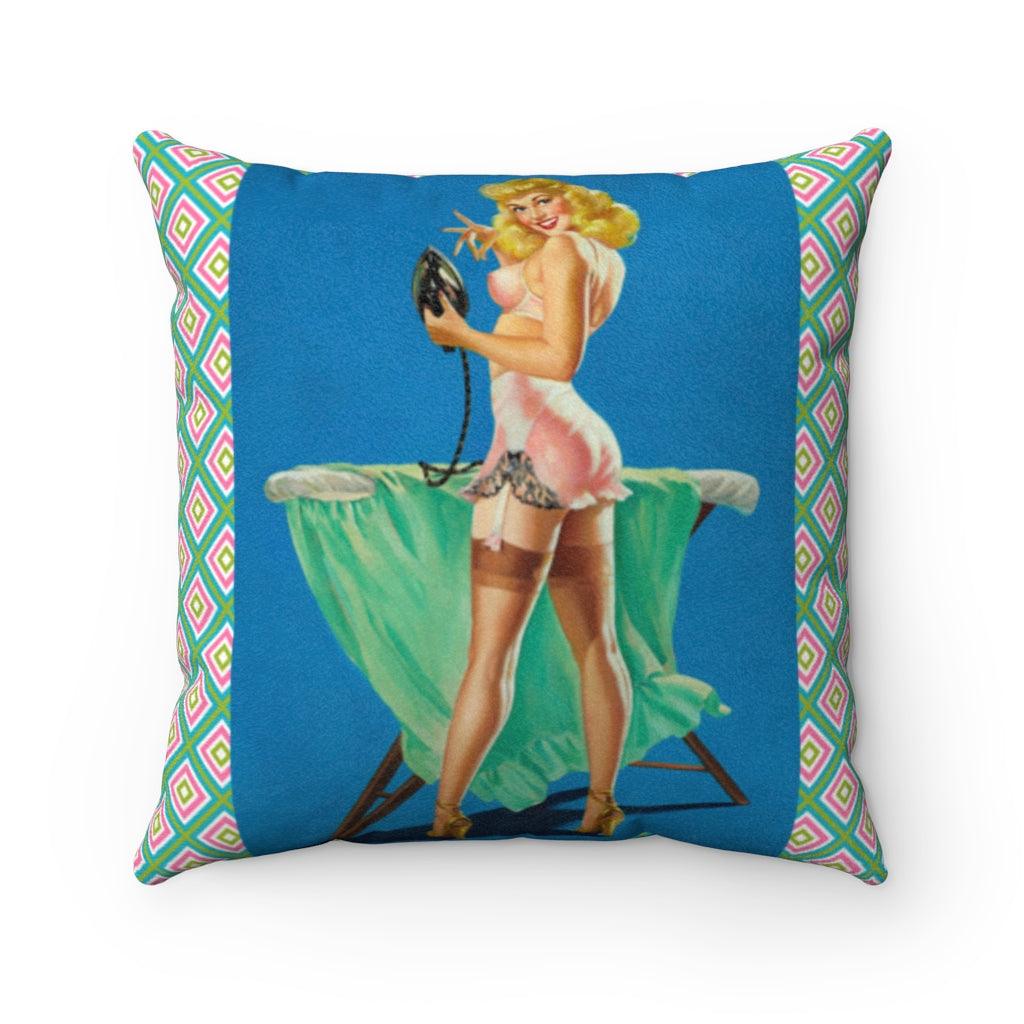Retro 1950's Ironing Pin Up Girl Pillow | lovevisionkarma.com