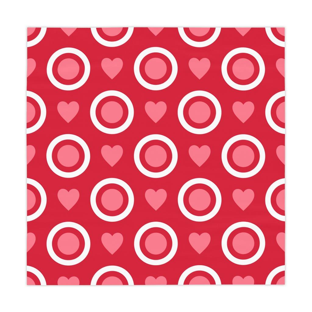 Retro Red Hearts & Circles Valentine Tablecloth | lovevisionkarma.com