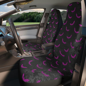 Bats Distressed Style Purple & Black Glam Goth Car Seat Covers