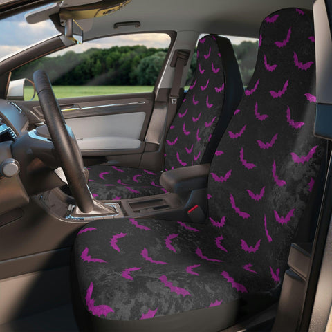 Bats Distressed Style Purple & Black Glam Goth Car Seat Covers | lovevisionkarma.com