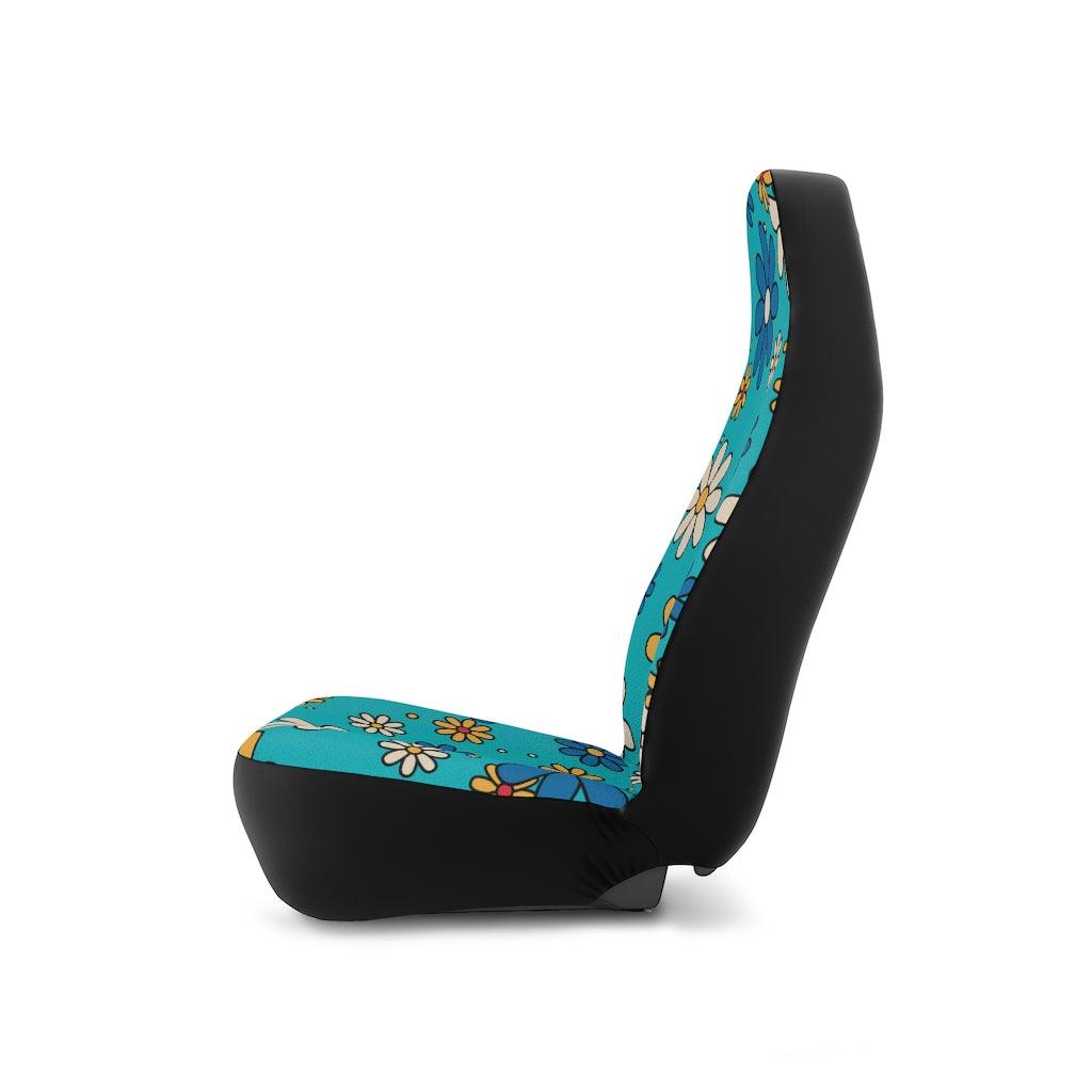 Boho Daisy Groovy Hippie Blue Car Seat Covers | lovevisionkarma.com