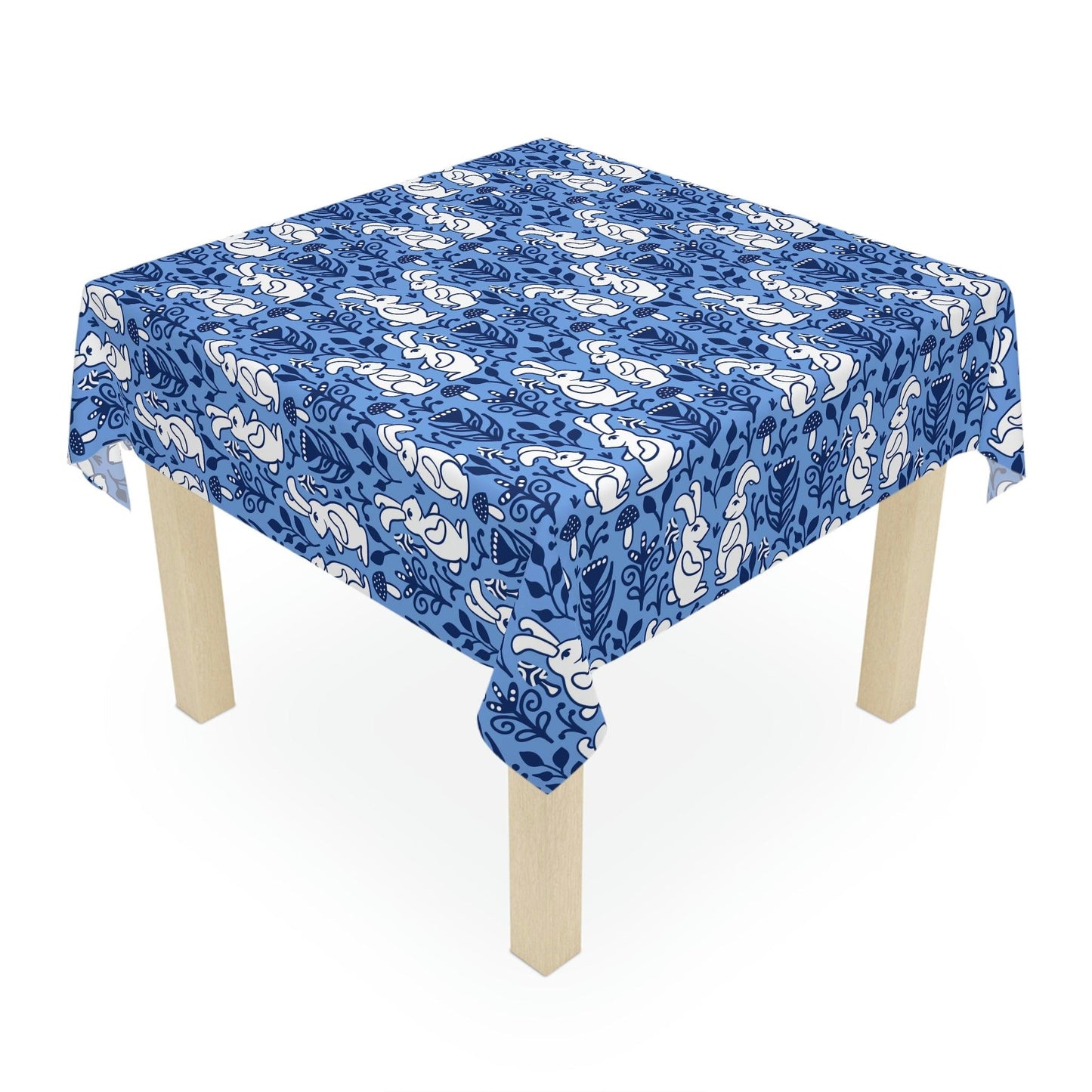 Easter Nordic Inspired Retro Blue and White Tablecloth | lovevisionkarma.com