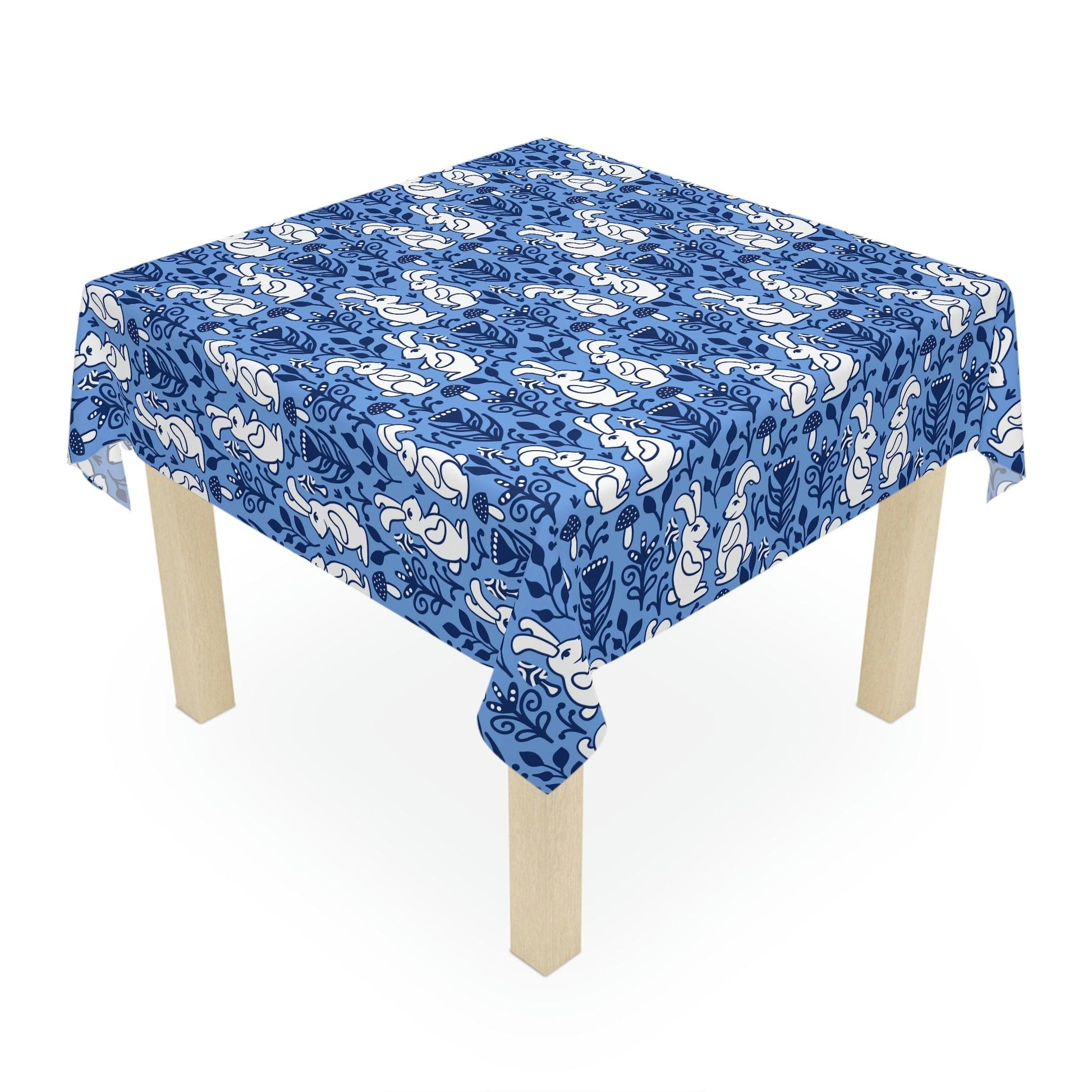 Easter Nordic Inspired Retro Blue and White Tablecloth | lovevisionkarma.com