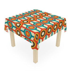 Mid Century Modern Retro Circles Multicolor Tablecloth | lovevisionkarma.com