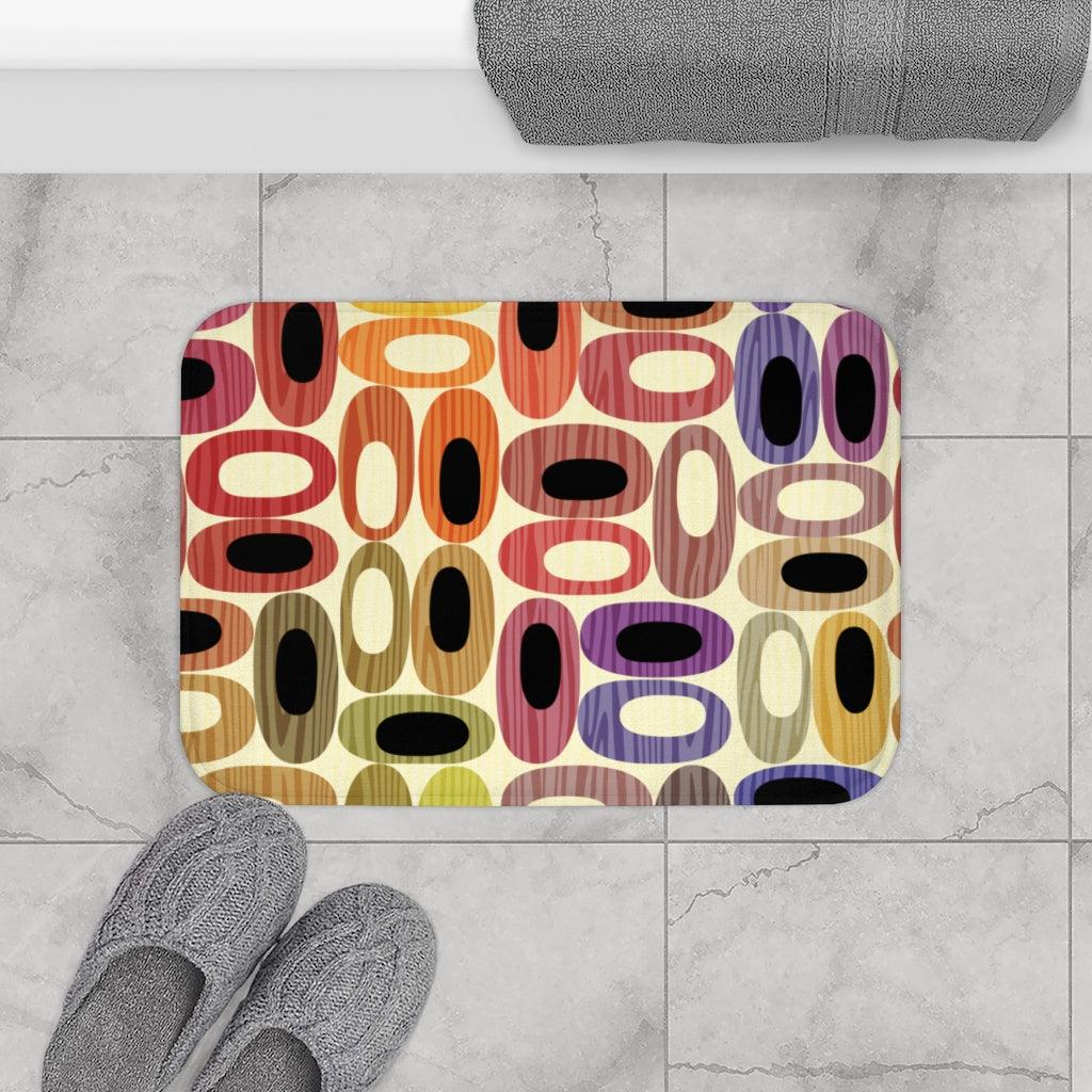 Retro Mid Century Modern Colorful Ovals Bath Mat | lovevisionkarma.com