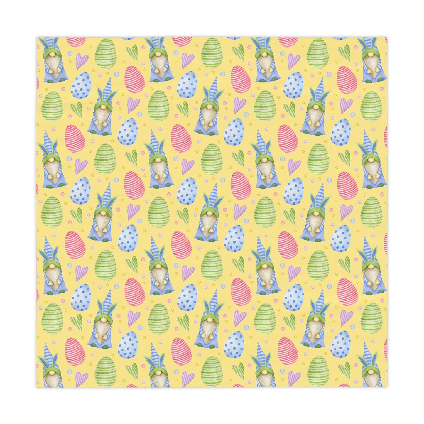 Easter Bunny Gnomes Yellow Tablecloth | lovevisionkarma.com
