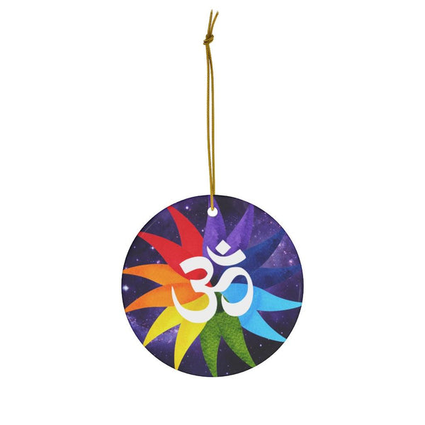 Om Rainbow Petal Mandala Ceramic Ornament for Diwali Decor & Christmas Tree Ornament | lovevisionkarma.com