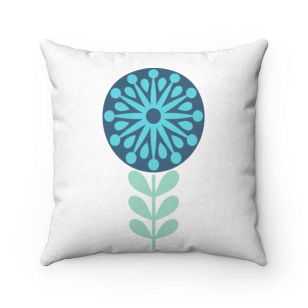 Scandinavian Mid Century Danish Floral Blue Dandelion Pillow | lovevisionkarma.com