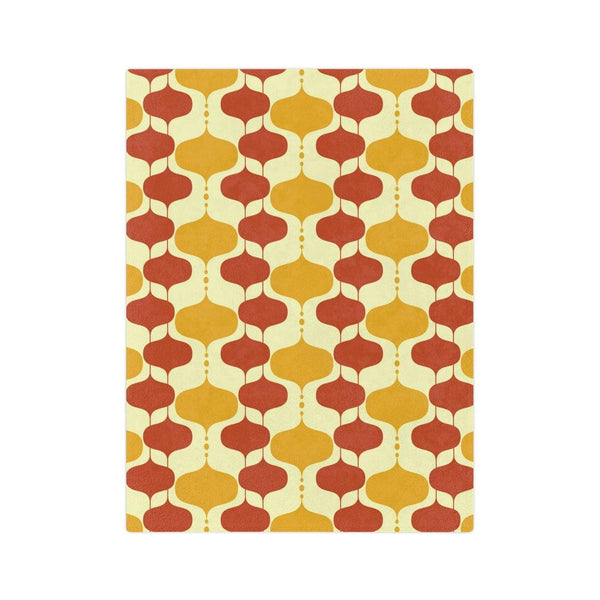 Retro Mid Century Geometric Onion Mustard & Orange Velveteen Minky Blanket | lovevisionkarma.com
