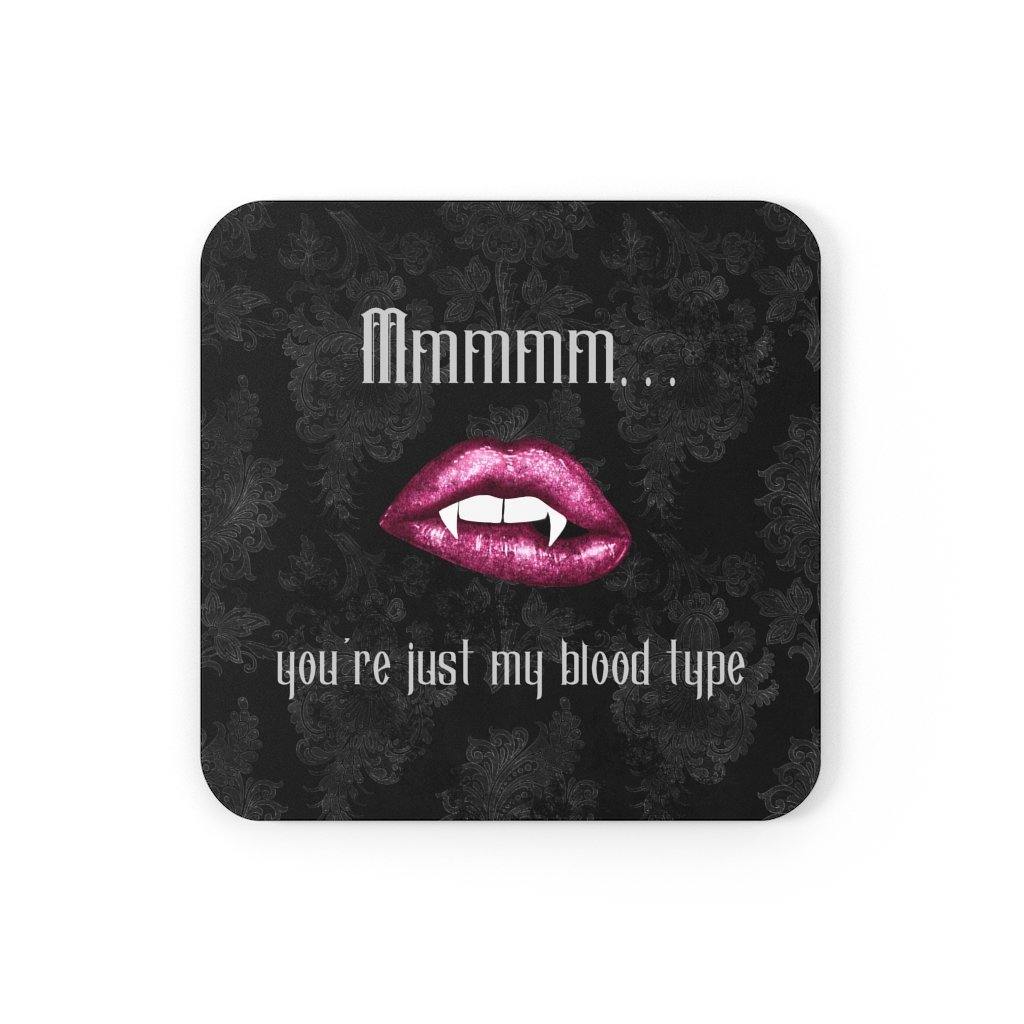 Vampire Lips Halloween Coaster Set "Just My Blood Type" Glam Goth Home Decor | lovevisionkarma.com