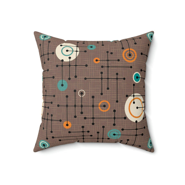 Retro 50s Mid Century Lines Eames Inspired Brown Pillow | lovevisionkarma.com