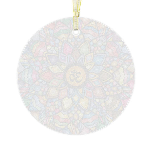 Om, Lotus Mandala Glass Ornament, Diwali Home Decor, Yoga Christmas Ornament | lovevisionkarma.com