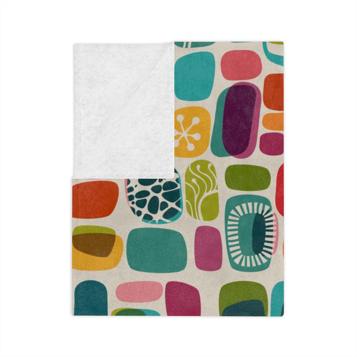 Retro 50s 60s Mid Century Abstract Vibrant Velveteen Minky Blanket | lovevisionkarma.com