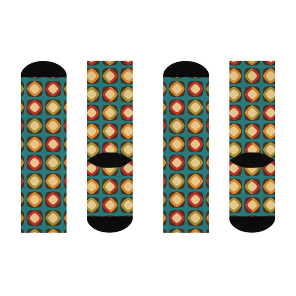 Funky Mid Mod Colorful Cushioned Unisex Crew Socks | lovevisionkarma.com