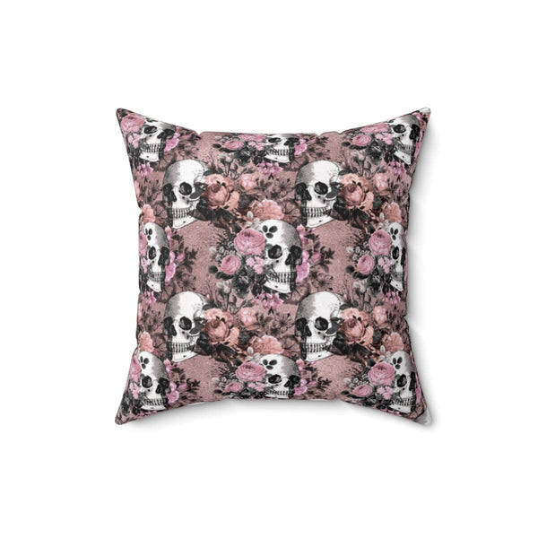 Skull with Roses Vintage Goth Glam Blush & Pink Valentine/Halloween Pillow | lovevisionkarma.com
