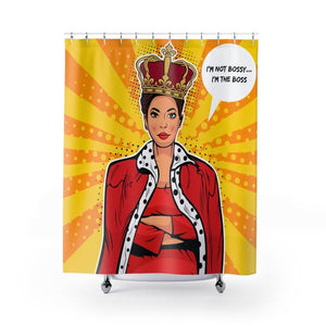 "I'm the Boss" Comic Pop Art Shower Curtain | lovevisionkarma.com