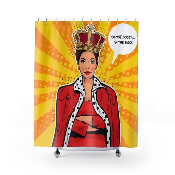 "I'm the Boss" Comic Pop Art Shower Curtain | lovevisionkarma.com