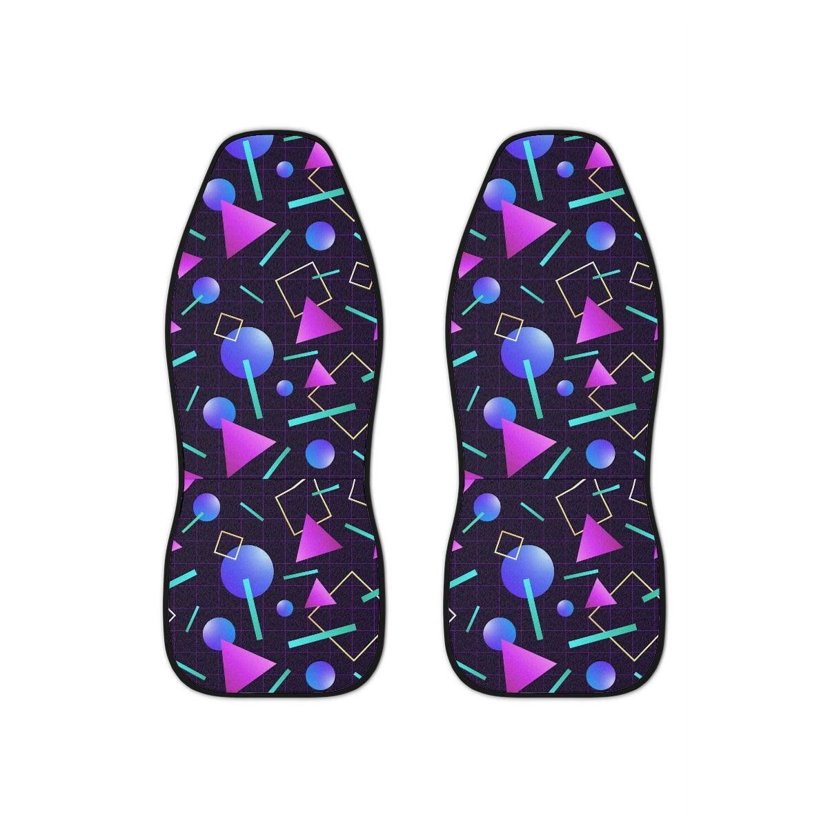 Retro 80's and 90's Aesthetic Vaporwave Throwback Blue & Purple Car Seat Covers | lovevisionkarma.com