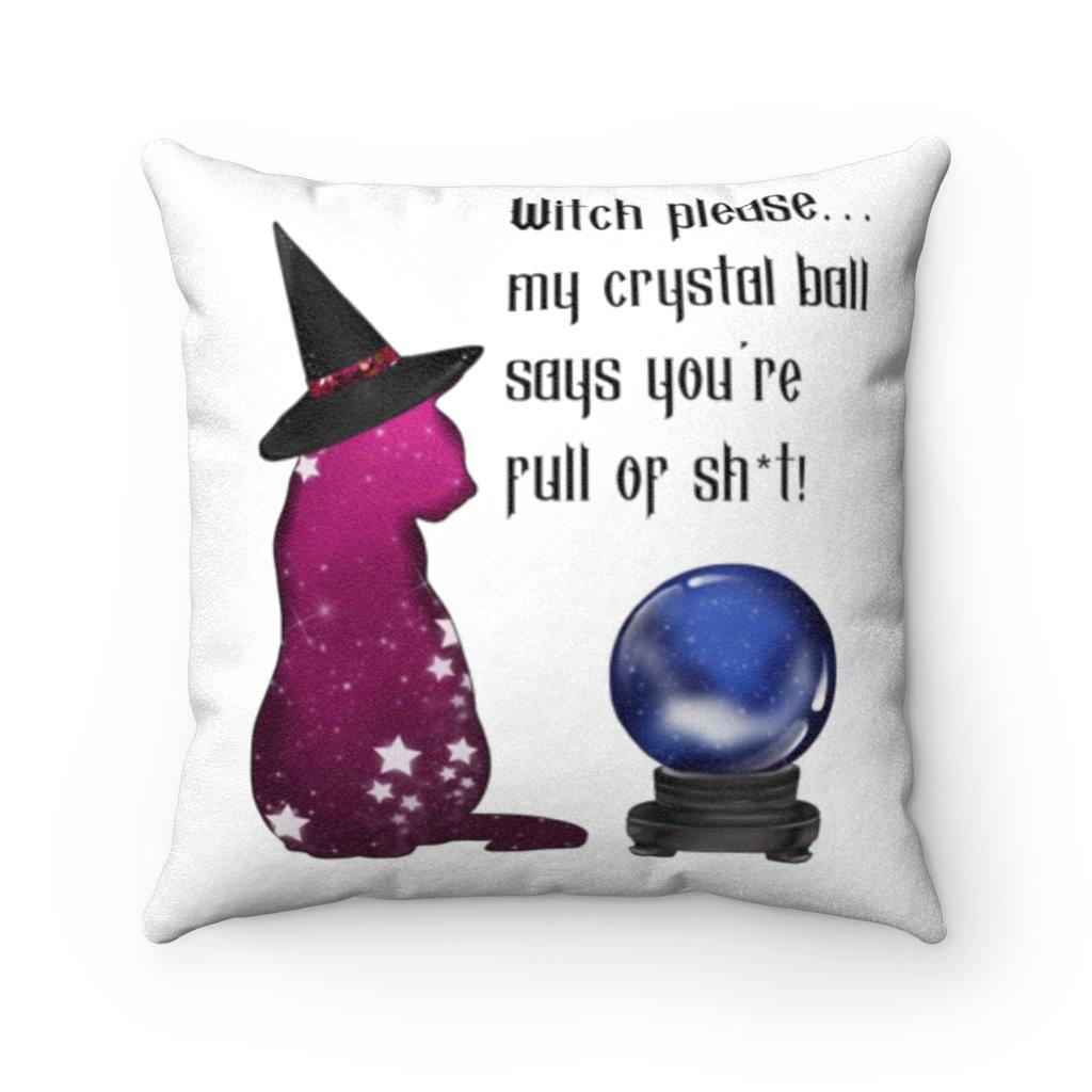 "Witch Please" Halloween Pillow Cat & Crystal Ball Goth Glam | lovevisionkarma.com