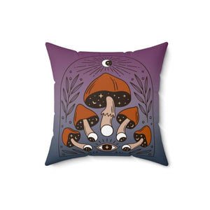 Boho Mushroomcore Celestial Mushroom Throw Pillow | lovevisionkarma.com