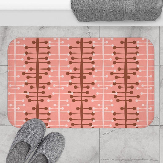 Mid Century Mod Retro Lines Pink Bath Mat | lovevisionkarma.com