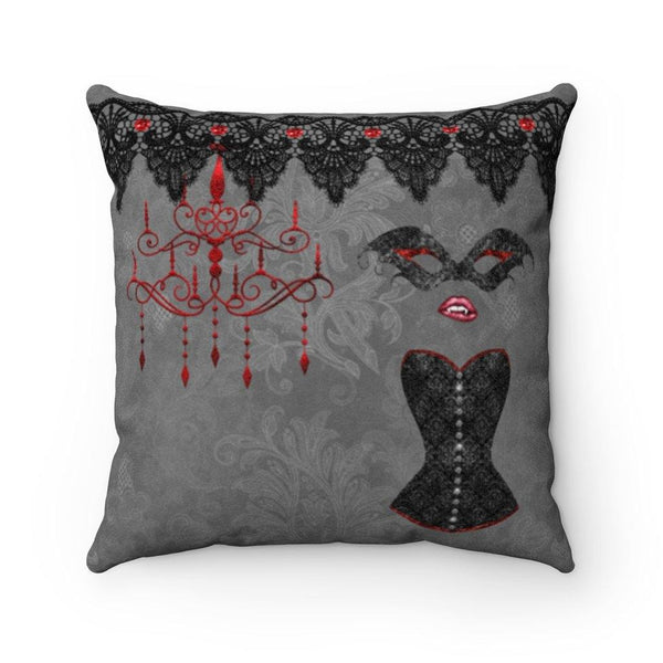 Vampire Boudoir Valentine's/Halloween Pillow Grey & Black Glam Goth Decor | lovevisionkarma.com