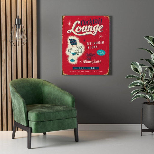 Retro Red 1950's Cocktail Lounge Sign | Mid Century Canvas Gallery Wrap | lovevisionkarma.com