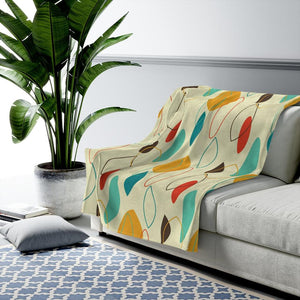 Retro 50's Mid Century Abstract Shapes Multicolor Velveteen Lightweight Blanket | lovevisionkarma.com