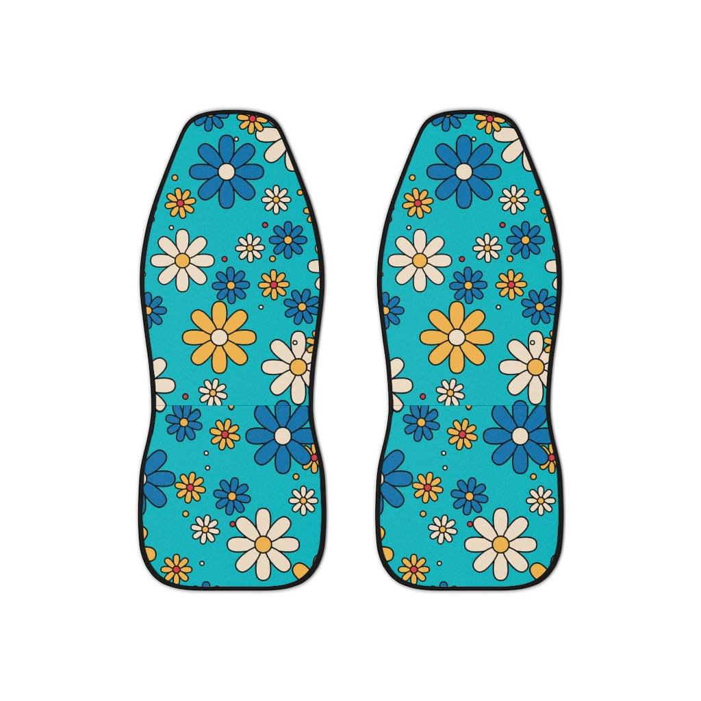 Boho Daisy Groovy Hippie Blue Car Seat Covers | lovevisionkarma.com