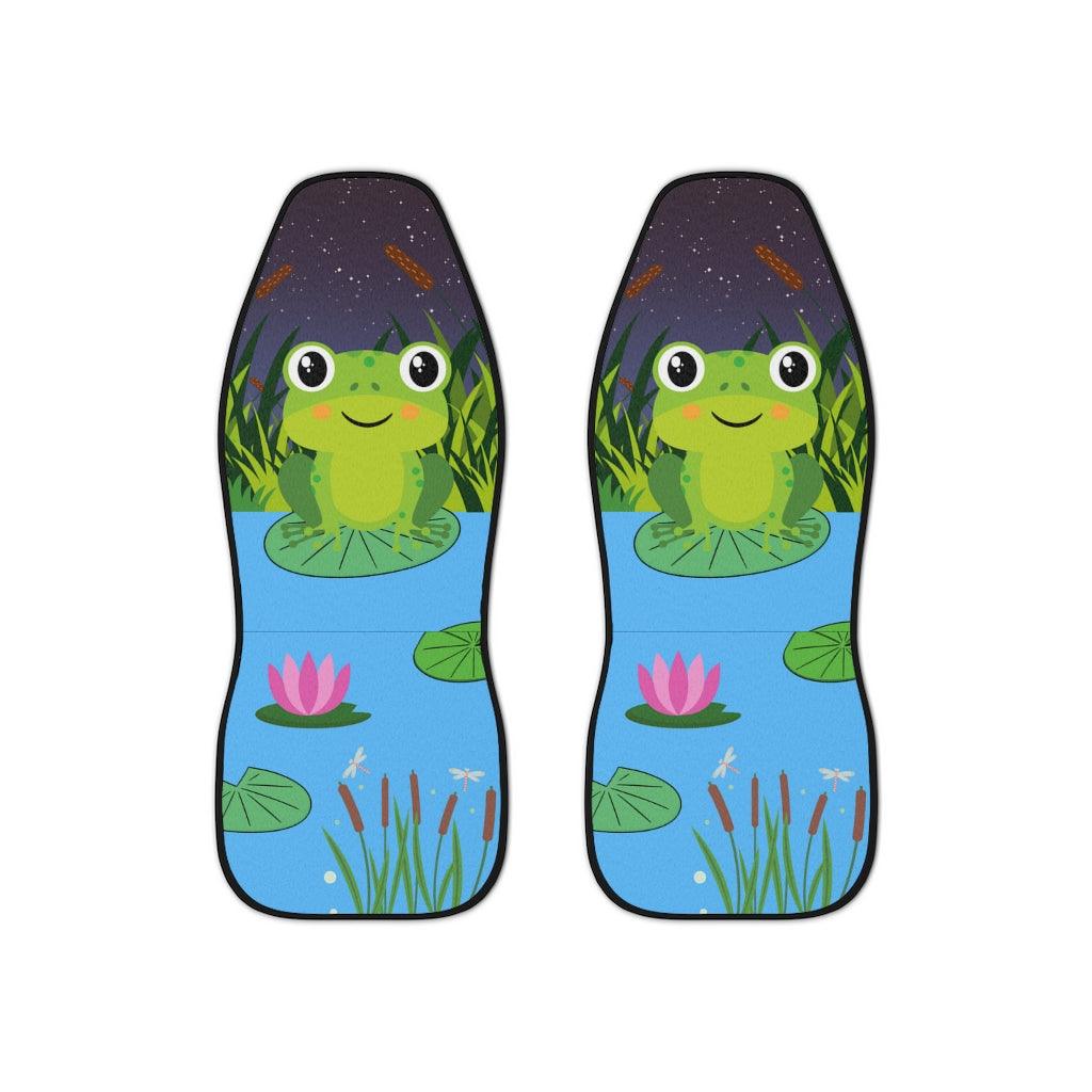 Cute Frog on a Lily Pad Kawaii Car Seat Covers | lovevisionkarma.com