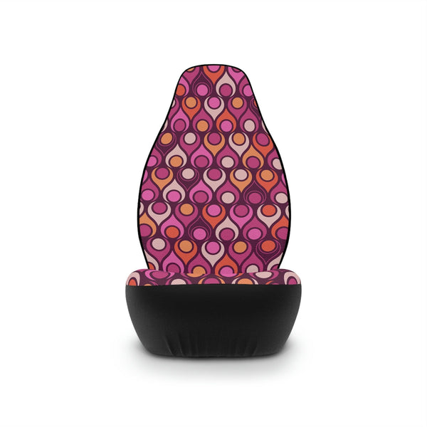 Retro Mod, Groovy Geometric Purple Magenta and Orange MCM Car Seat Covers | lovevisionkarma.com