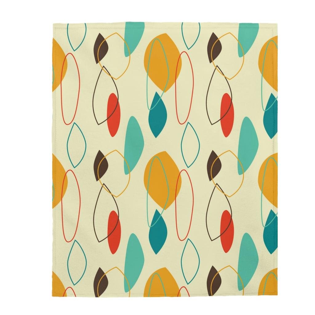 Retro 50's Mid Century Abstract Shapes Multicolor Velveteen Lightweight Blanket | lovevisionkarma.com