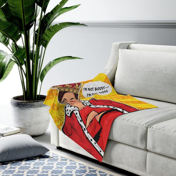 "I'm the Boss" Comic Pop Art Velveteen Lightweight Blanket | lovevisionkarma.com