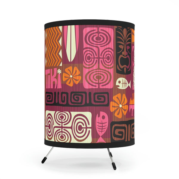 Tiki Retro 60s Brown, Orange and Pink Tabletop Tripod Lamp | lovevisionkarma.com