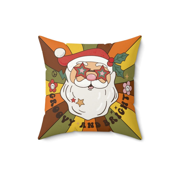 Groovy Santa Retro Hippie Christmas Mid Century Mod Multicolor Pillow | lovevisionkarma.com