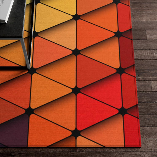Colorful Geometric Triangles Op-Art Anti-Slip MCM Rug | lovevisionkarma.com