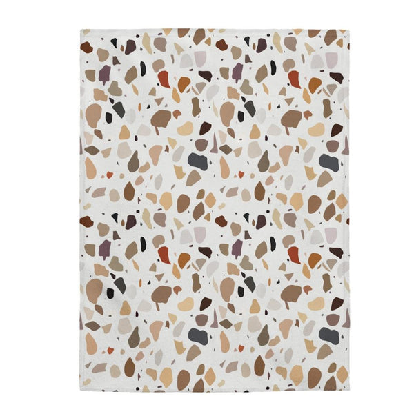 Terrazzo Print Brown Modern Minimalist Velveteen Lightweight Blanket | lovevisionkarma.com