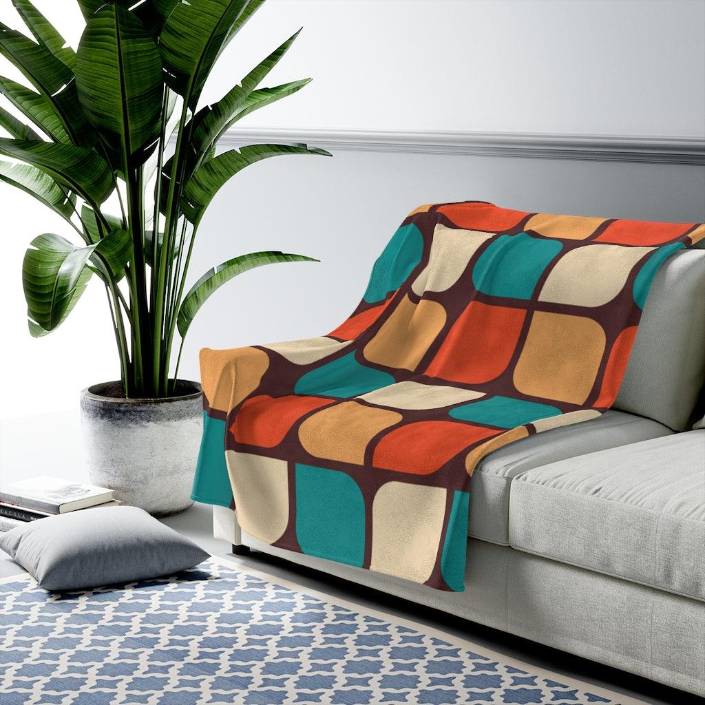 Retro Geo MCM Multicolor Velveteen Lightweight Blanket | lovevisionkarma.com