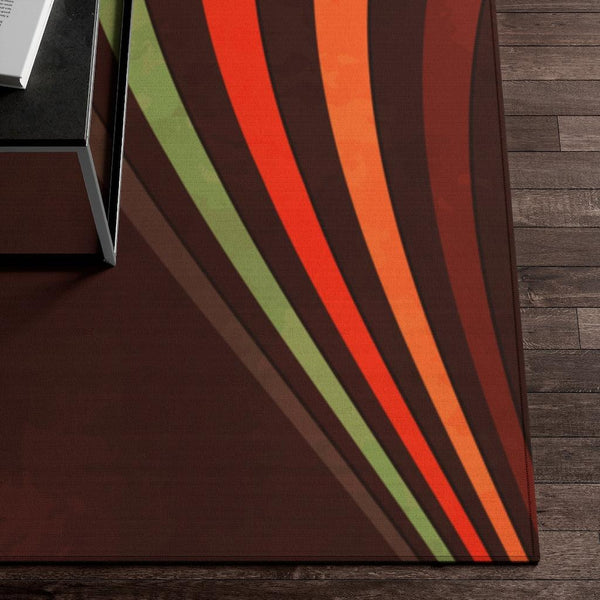 Retro 70's Earth Tone Rainbow, Distressed Brown MCM Non-Slip Area Rug | lovevisionkarma.com
