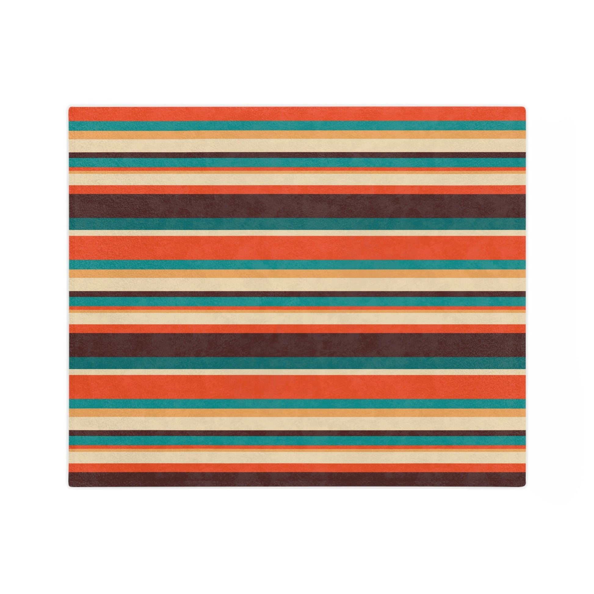 Retro 60s 70s Mid Century Stripes Brown, Orange & Cream Velveteen Minky Blanket | lovevisionkarma.com