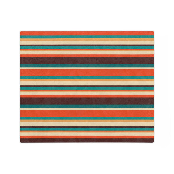 Retro 60s 70s Mid Century Stripes Brown, Orange & Cream Velveteen Minky Blanket | lovevisionkarma.com