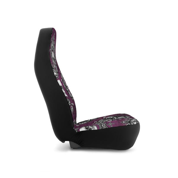 White Skulls Glam Goth Purple Car Seat Covers | lovevisionkarma.com