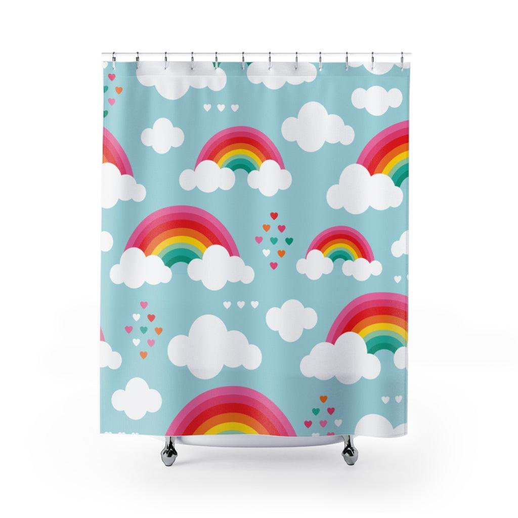 Rainbows and Sky Whimsical Shower Curtain | lovevisionkarma.com