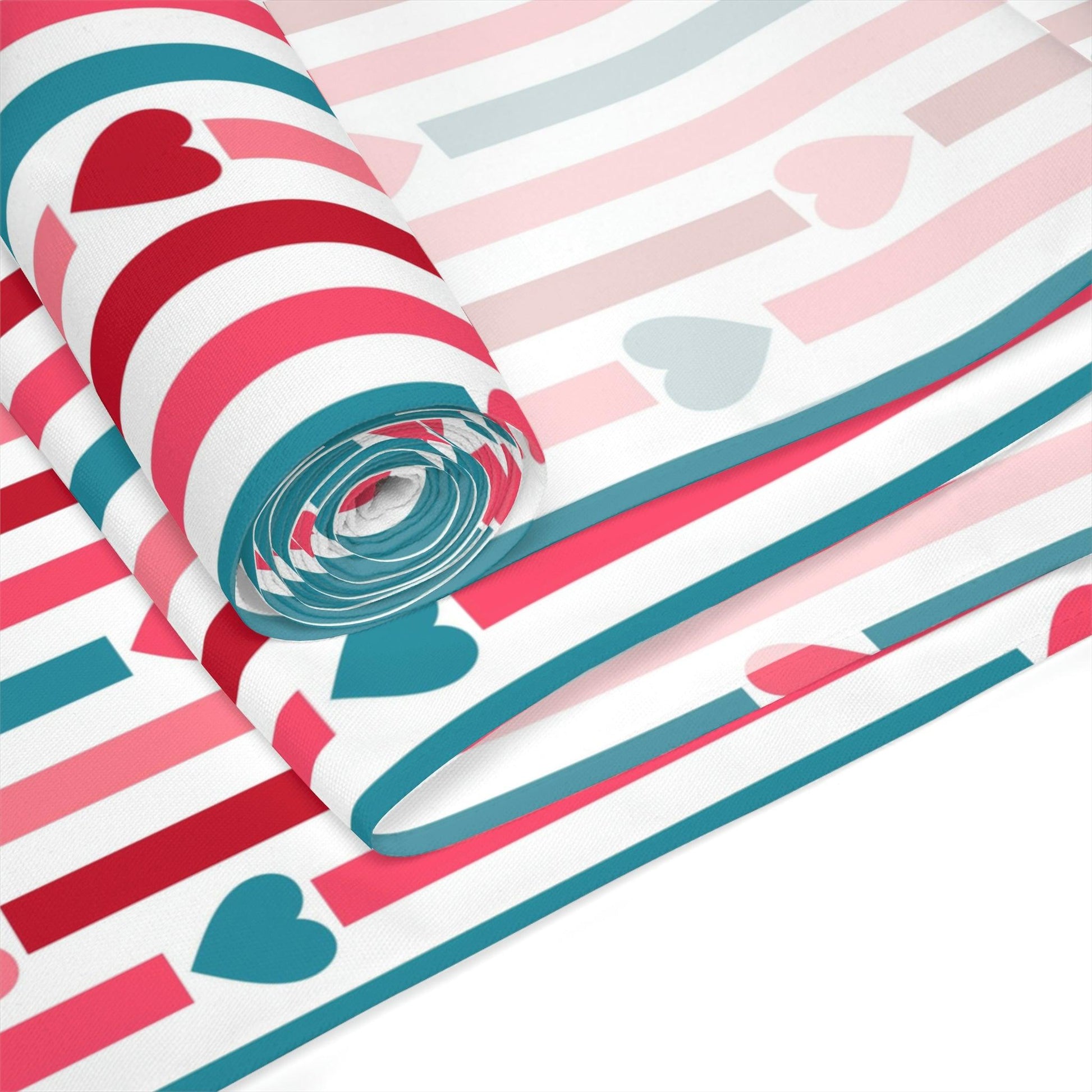 Retro Valentine Hearts and Stripes Multicolor Table Runner | lovevisionkarma.com