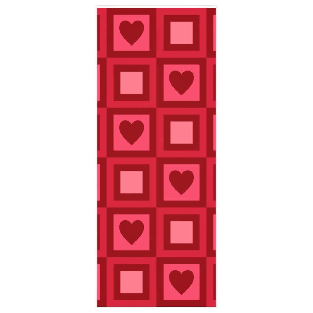 Valentine Gift Wrapping Paper, Red Mod Hearts & Squares | lovevisionkarma.com