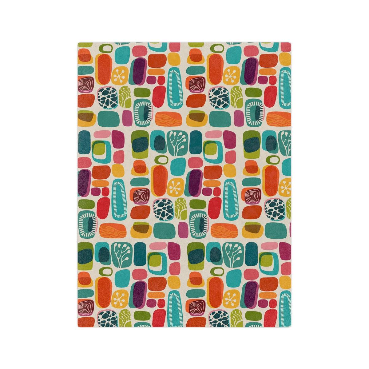 Retro 50s 60s Mid Century Abstract Vibrant Velveteen Minky Blanket | lovevisionkarma.com