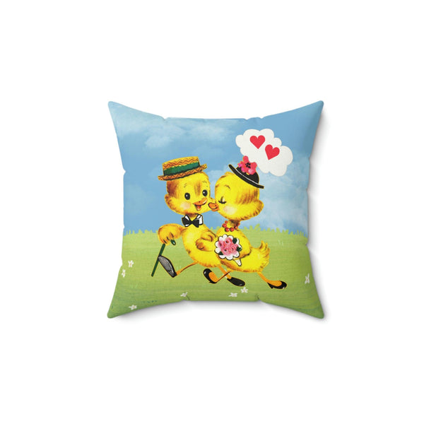 Retro Easter Vintage Chicks Kitschy Cute Throw Pillow | lovevisionkarma.com